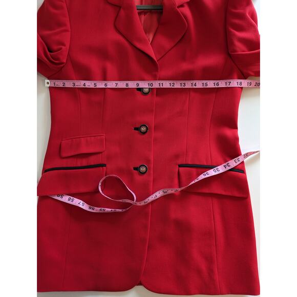 Basler Blazer Jacket Longline Wool Sophisticated Career Academia Red Size 6 - Picture 12 of 13